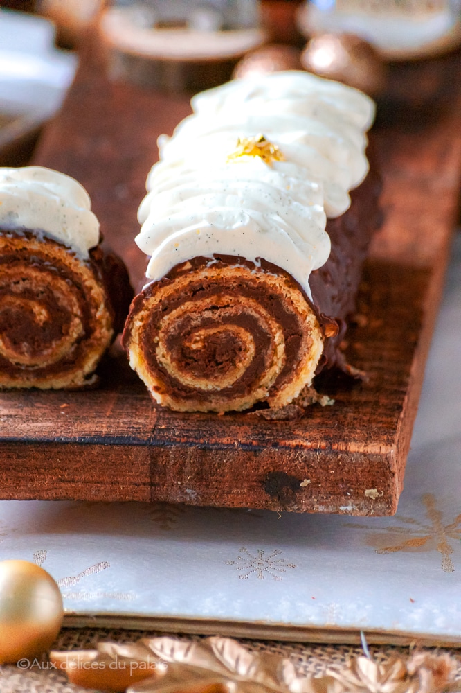 Bûche roulée chocolat glaçage rocher