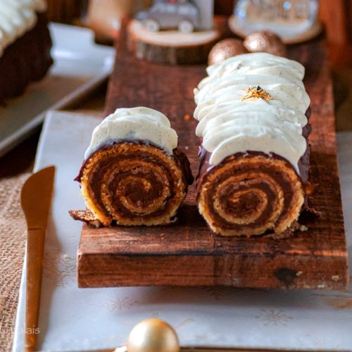 Bûche roulée chocolat glaçage rocher