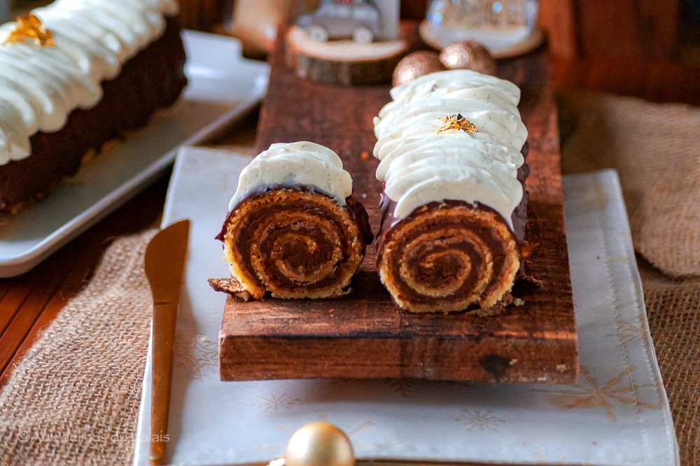 Bûche roulée chocolat glaçage rocher