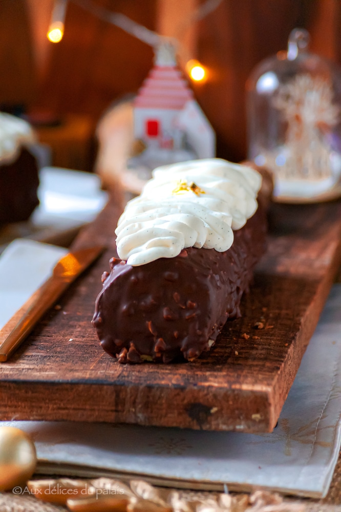 bûche roulée ganache chocolat montée caramel vanille