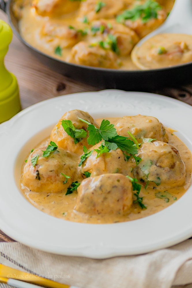 Boulettes de poulet sauce crémeuse