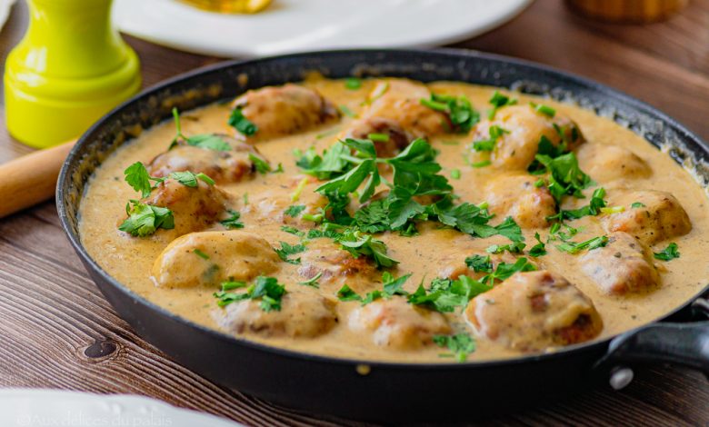 Boulettes de poulet sauce crémeuse