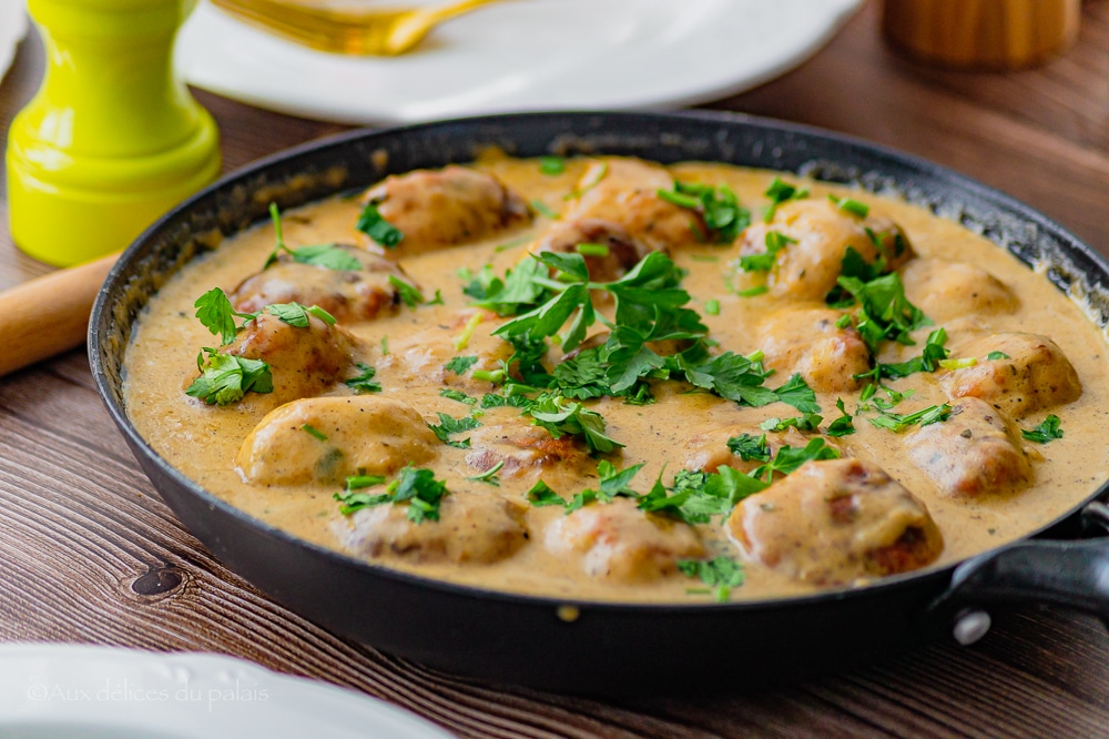 Boulettes de poulet sauce crémeuse