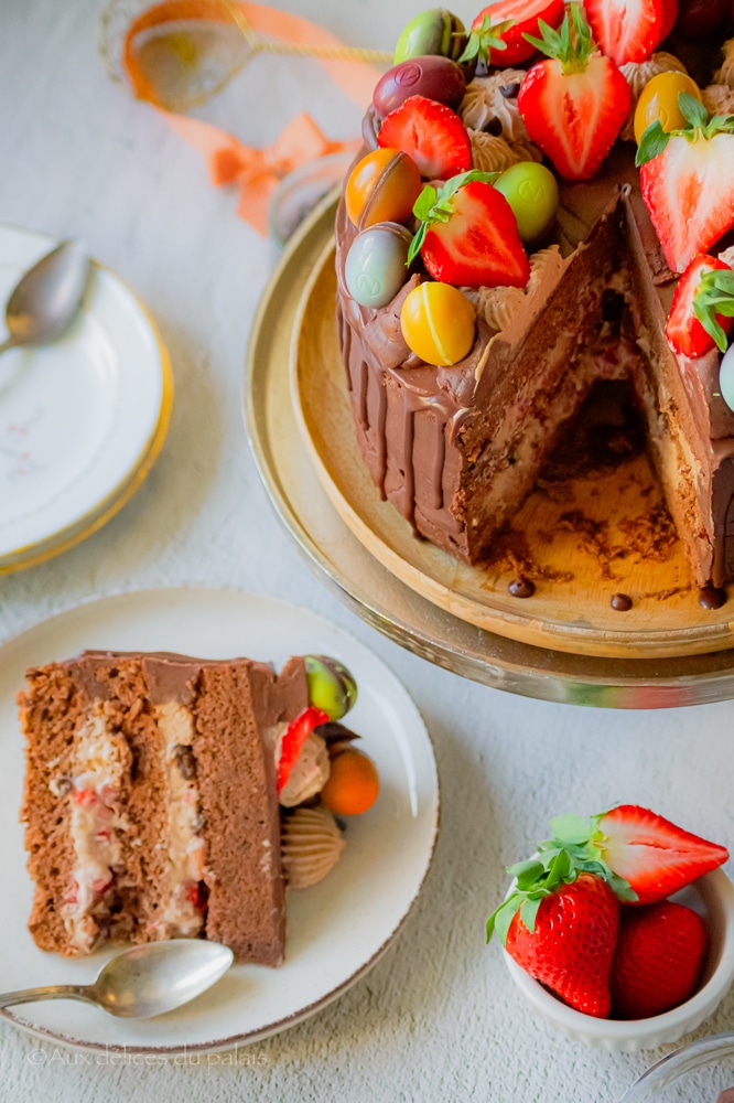 Layer cake au chocolat Pâques 