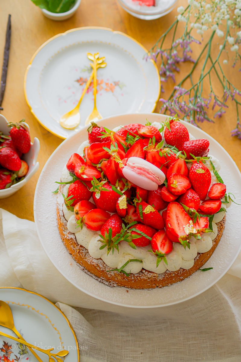 Tarte dacquoise amandes aux fraises