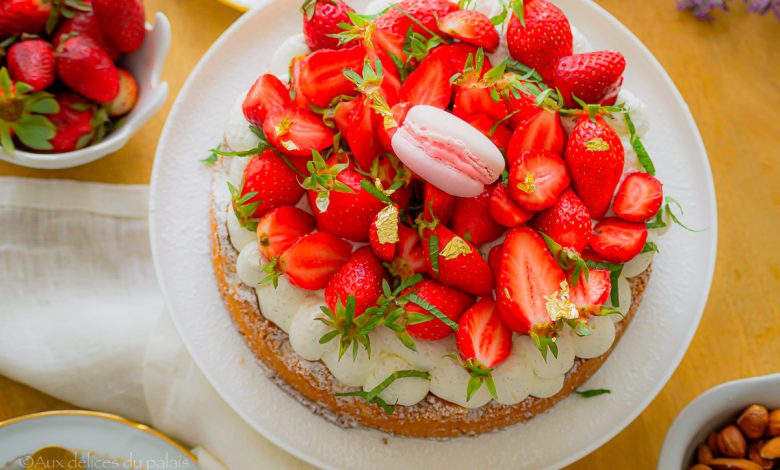 Tarte dacquoise amandes aux fraises