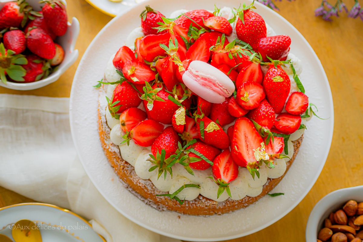 Tarte dacquoise amandes aux fraises