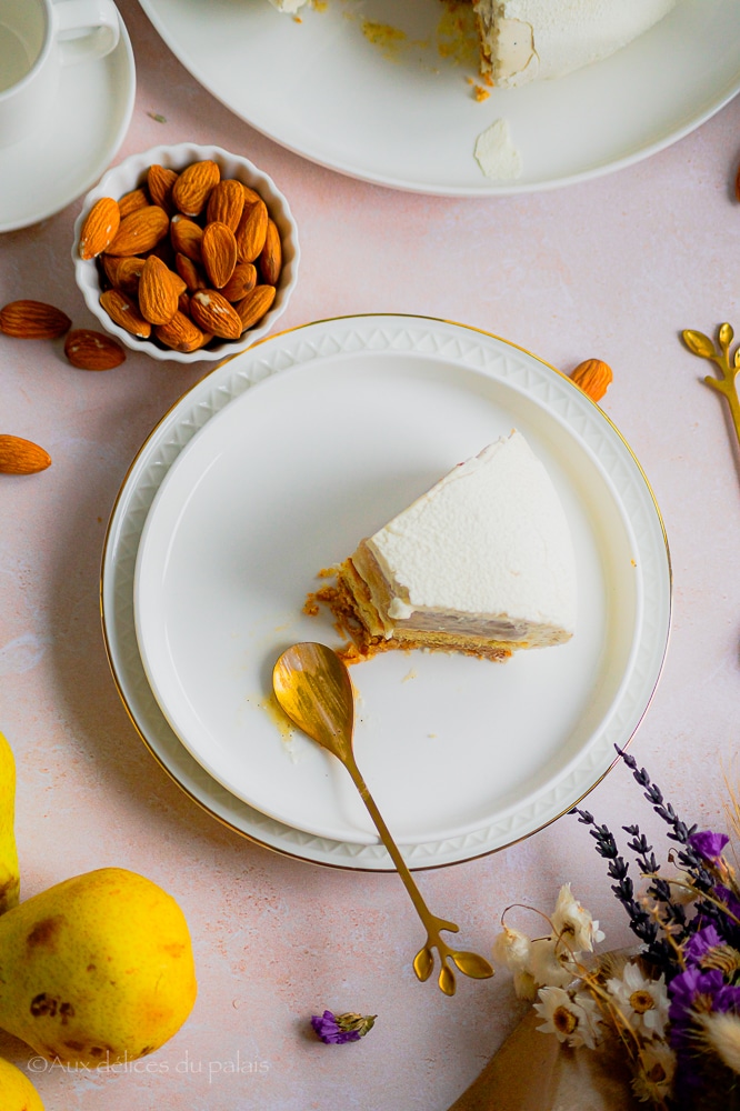 recette gâteau ganache montée vanille et compotée de poires