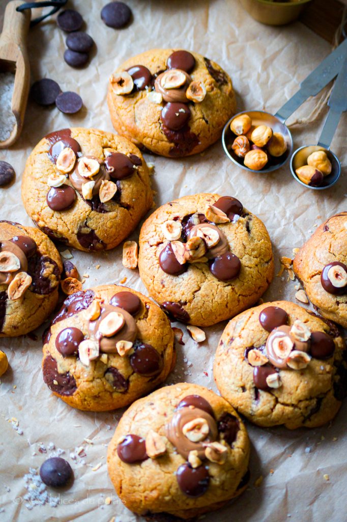 Cookies chocolat noisettes et praliné