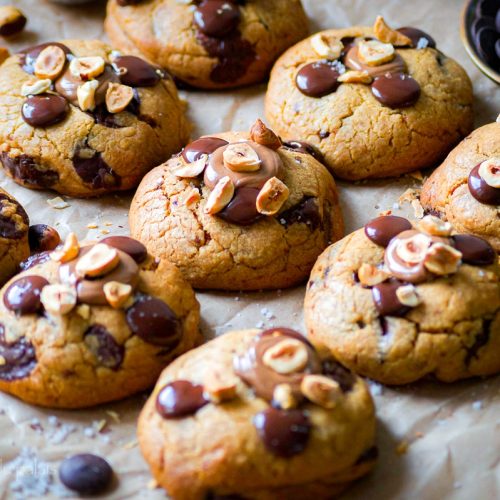Cookies chocolat noisettes et praliné