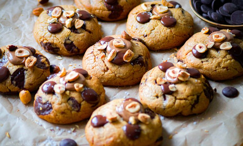 Cookies chocolat noisettes et praliné