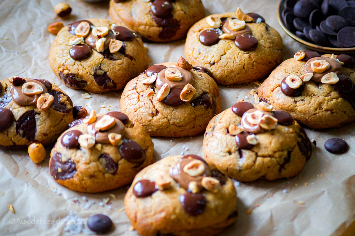 Cookies chocolat noisettes et praliné