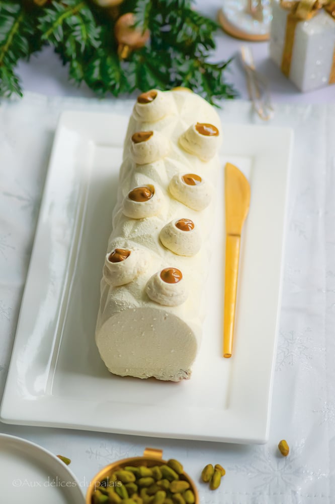 recette bûche vanille pistache