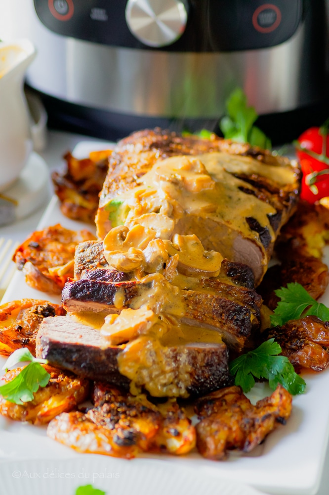 Rôti de boeuf au four sauce aux champignons