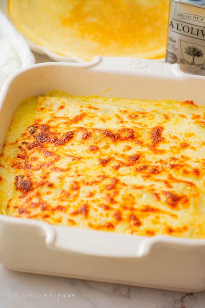 recette gratin de crêpes au poulet béchamel fromage