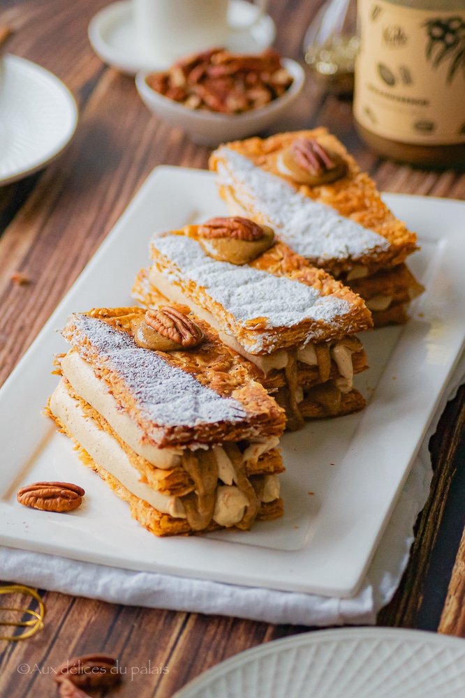 recette millefeuille ganache dulcey praliné pécan