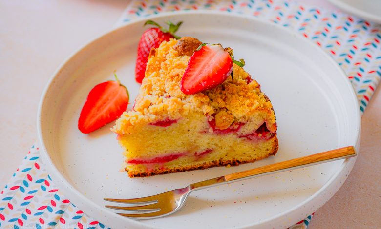 Gâteau crumble aux fraises et mascarpone