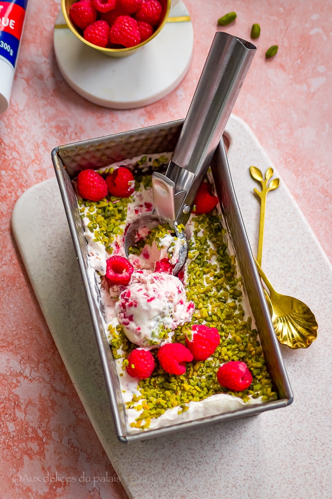 recette glace framboise pistache et rose