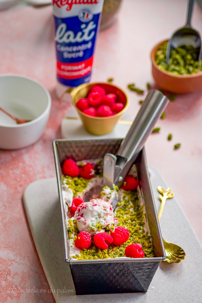 glace aux framboises sans sorbetière et sans oeufs