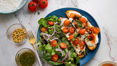 Bruschetta Burrata et tomates cerises confites