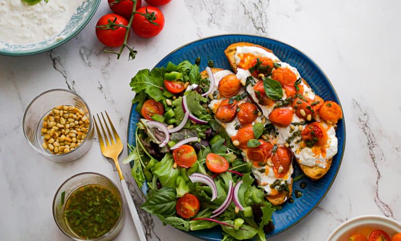 Bruschetta Burrata et tomates cerises confites