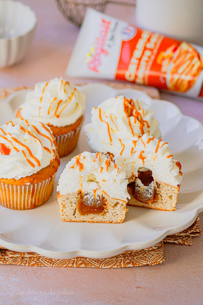 recette cupcakes ganache vanille et caramel au beurre salé