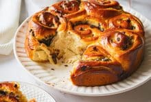Chinois brioche à la crème pâtissière et pépites de chocolat