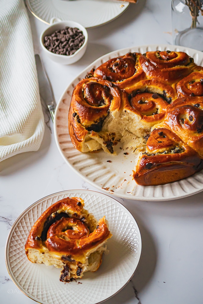 brioche à la crème pâtissière et au pépites de chocolat