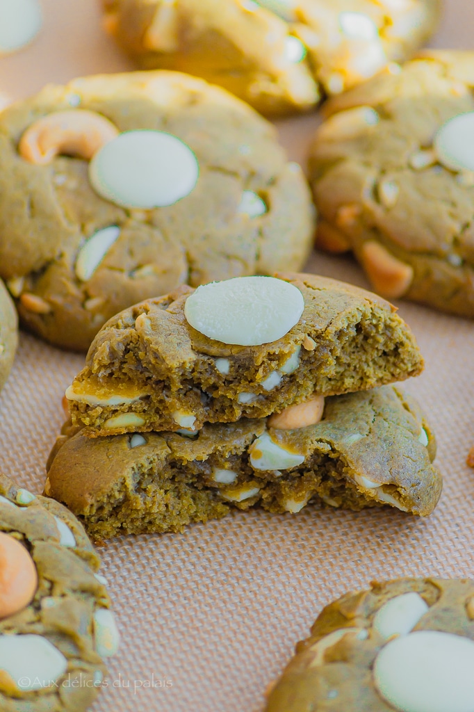 recette cookie matcha cajou et pépites de chocolat