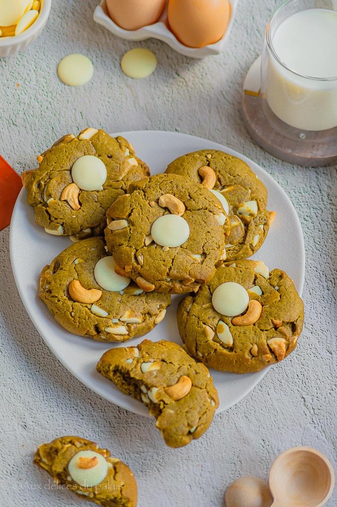 Cookies au thé matcha et chocolat blanc