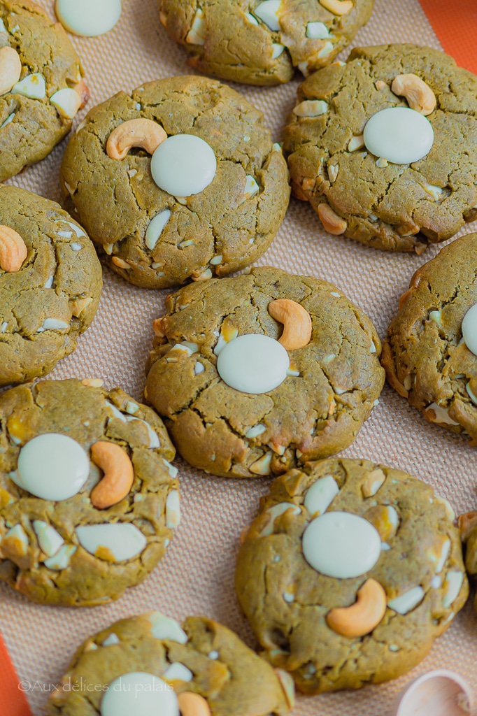 recette cookie matcha cajou et pépites de chocolat blanc 