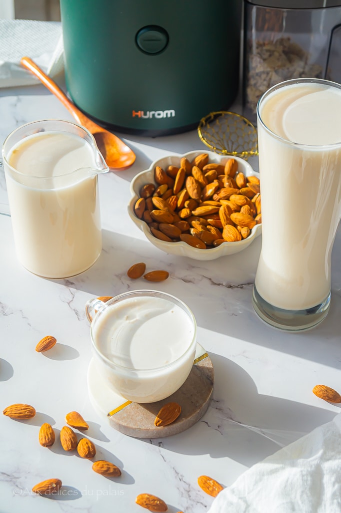 recette lait d'amande maison à l'extracteur de jus hurom