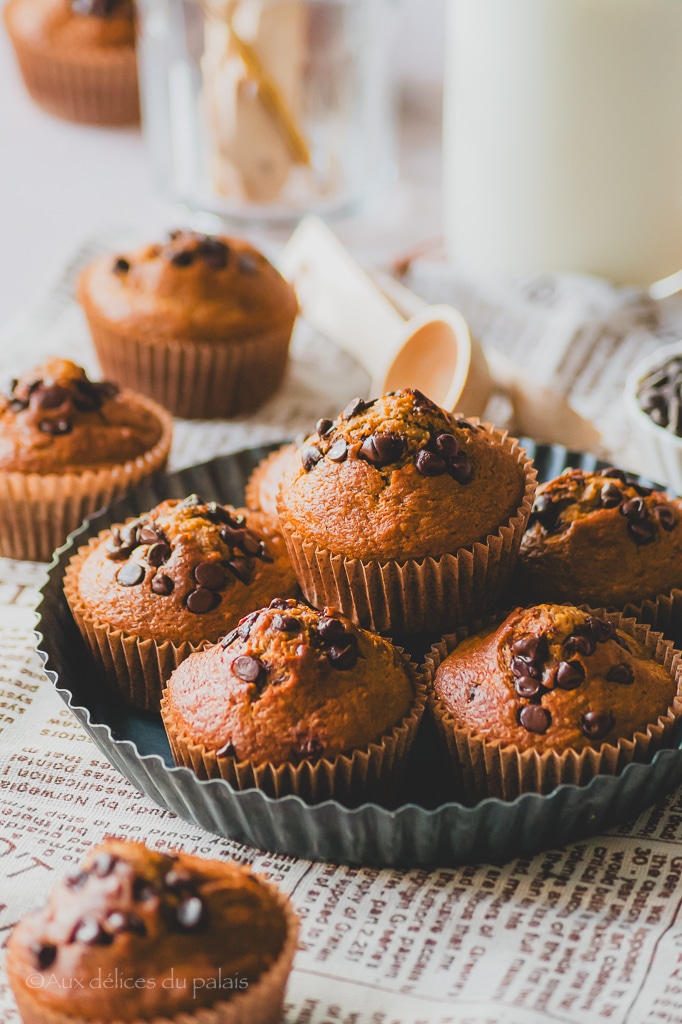 Muffins banane pépites de chocolat (banana bread)