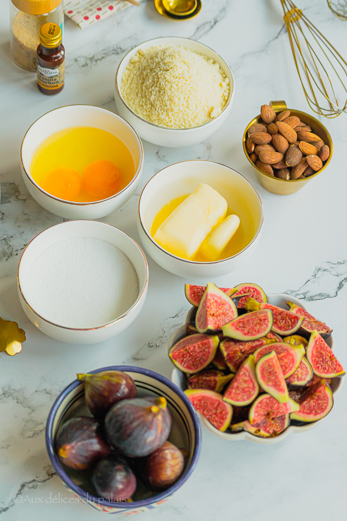 quels ingrédients pour une tarte à la crème d'amandes et figues 