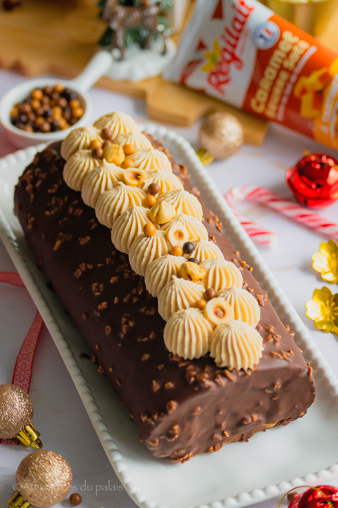 Bûche noisette chocolat et caramel
