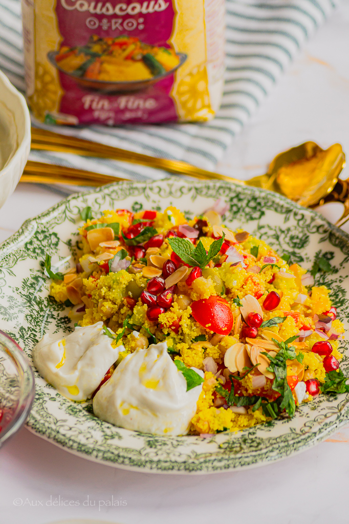 salade de couscous poivrons, grenade et fêta