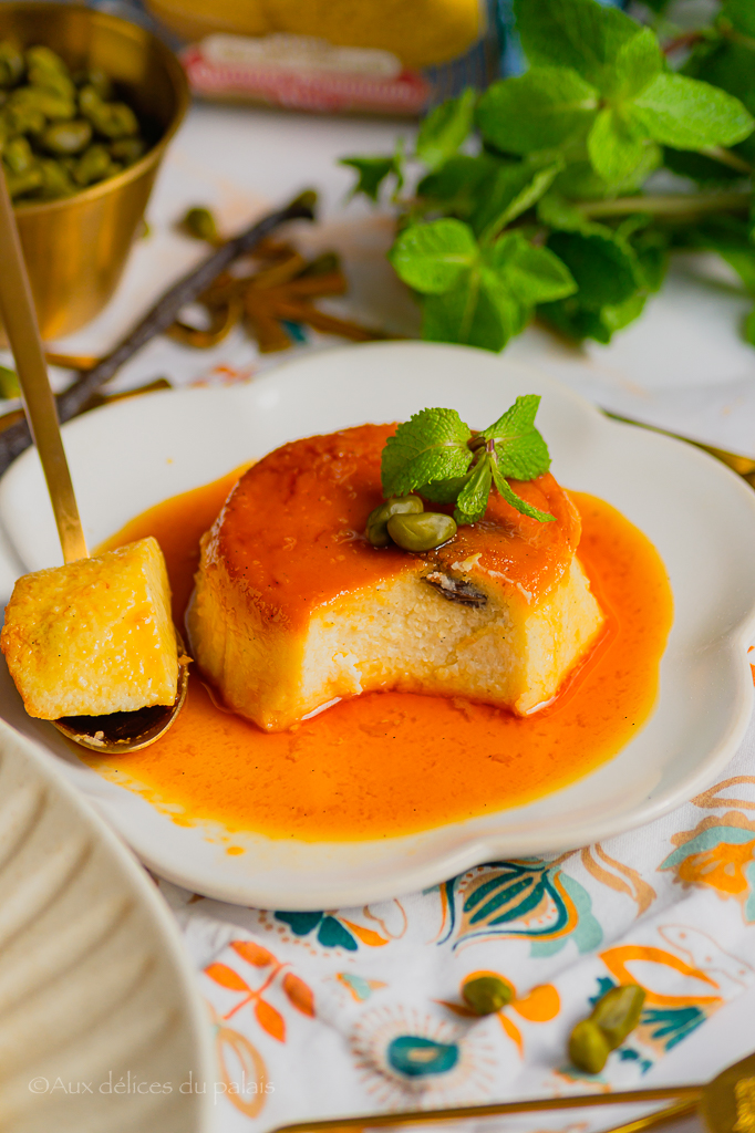 Flan de semoule et raisins secs caramel 